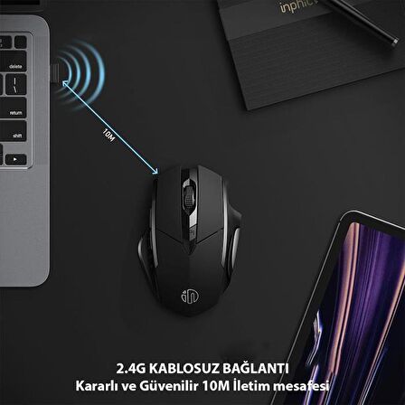 Coofbe 2.4G Şarj Edilebilir 700 mAh Bataryalı 4DPI 2.4G Kablosuz Mouse Windows İos Mac Uyumlu Mouse