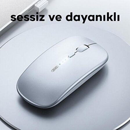 Coofbe Taşınabilir Sessiz Şarj Edilebilir Kablosuz Mouse 2.4G 3 DPI Windows Mac İos Uyumlu Mouse