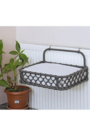 Reyo Tasaryum Kedi Köpek Kalorifer Yatağı, Kedi Hamağı, Puf Minderli Radyatör Yatağı Füme