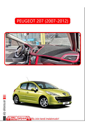 Peugeot 207 (2007-2012) Torpido Koruma  Halısı -  Kırmızı Kenar