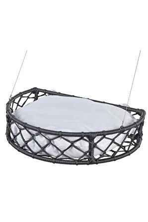 Reyo Tasaryum Kedi ve Köpek Vantuzlu Cam Yatağı, Kedi Hamağı, Kedi Yatağı Puf Minderli Antrasit