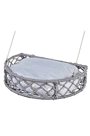 Reyo Tasaryum Kedi ve Köpek Vantuzlu Cam Yatağı, Kedi Hamağı Kedi Yatağı Puf MinderliGri