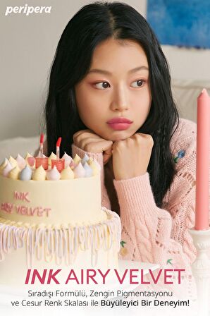 Uzun Süre Kalıcı ve Hafif Formüllü, Kadife Bitişli Tint Peripera Ink Airy Velvet (19 Elf Light Rose)