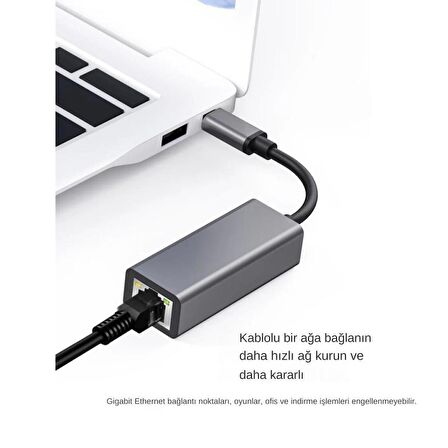 Coofbe Type-C To Ethernet Dönüştürücü RJ45 Dönüştürücü 10/100/1000Mbps Tak Çalıştır Ethernet Adaptör Dönüştürücü