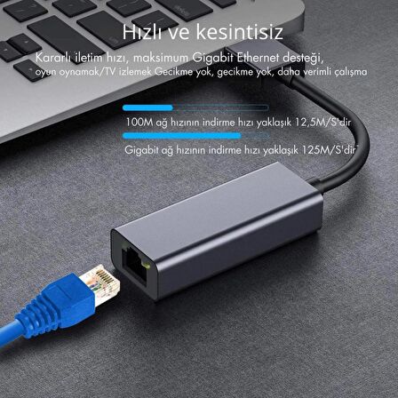 Coofbe Type-C To Ethernet Dönüştürücü RJ45 Dönüştürücü 10/100/1000Mbps Tak Çalıştır Ethernet Adaptör Dönüştürücü