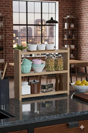 Reyo Falez Mutfak Rafı Organizer Banyo Rafı Çok Amaçlı Düzenleyici Tezgah Üstü Raf Çam