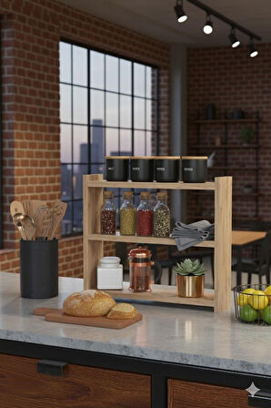 Reyo Falez Mutfak Rafı Organizer Banyo Rafı Çok Amaçlı Düzenleyici Tezgah Üstü Raf Çam