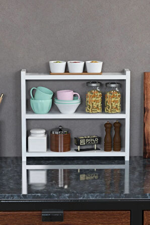 Reyo Falez Mutfak Rafı Organizer Banyo Rafı Çok Amaçlı Düzenleyici Tezgah Üstü Raf Beyaz