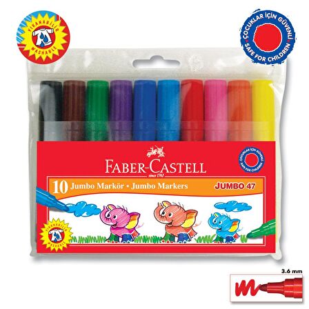 Faber-Castell Jumbo 47 Markör10'lu Poşet