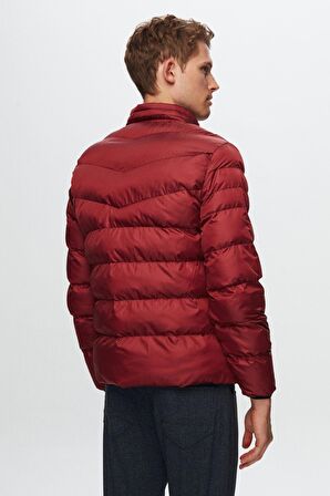 Slim Fit Bordo Rüzgar Geçirmez Elyaf Dolgulu Mont 1HF07ORT01940