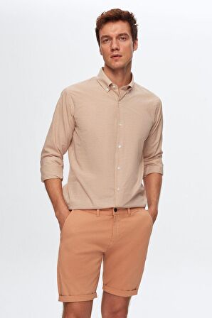 Ds Damat Slim Fit Bej Pötikare Gömlek 4HF02ORT03314 4HF02ORT03314