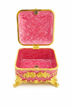 Kare Mücevher Takı Kutusu Yeşil Gold Dekoratif Takı Saklama Kutusu Metal Ayaklı 6x8x8 cm