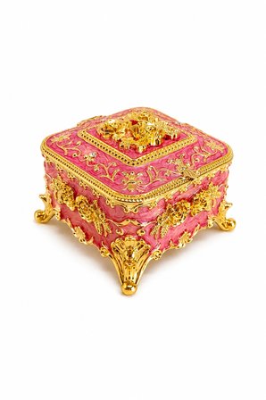 Kare Mücevher Takı Kutusu Yeşil Gold Dekoratif Takı Saklama Kutusu Metal Ayaklı 6x8x8 cm