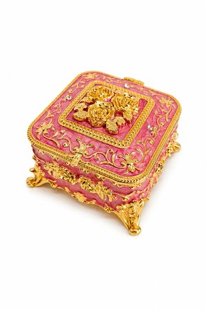 Kare Mücevher Takı Kutusu Yeşil Gold Dekoratif Takı Saklama Kutusu Metal Ayaklı 6x8x8 cm