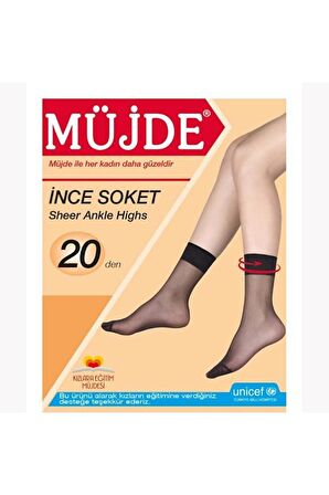 MÜJDE BAYAN 2 Lİ PAKET 20 DENYE İNCE SOKET ÇORAP-57-TEN