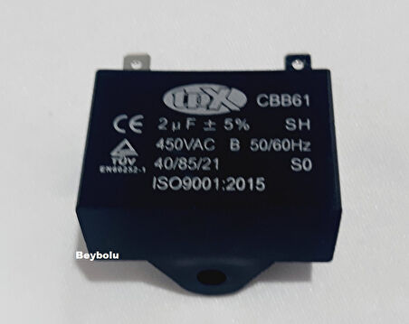 2.0 UF FAN KONDANSATÖR , 2 uF , 2 mf 450 Volt AC , KLİMA FAN
