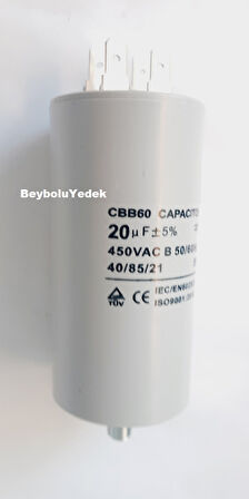 20 MF Kondansatör , 20 mf 450 VAC 50 HZ Motor Kondansatörü Kapasitör