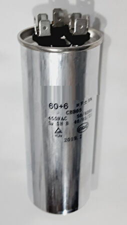 60+6 uF , MF Klima Kondansatör , 450 V AC  Kapasitör