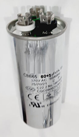 Klima Kondansatörü 60+5 uF , MF  , 370 V AC  Kapasitör