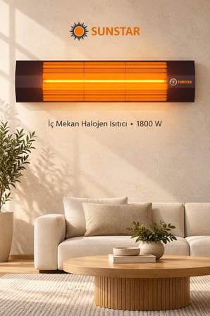Sunstar Profesyonel 1800 W Halojen Isıtıcı – Alüminyum Gövde, Siyah Statik Boyalı Şık Tasarım