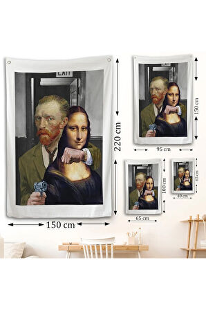 Mona Lisa'yı Rehin Alan Van Gogh Duvar Örtüsü-7761