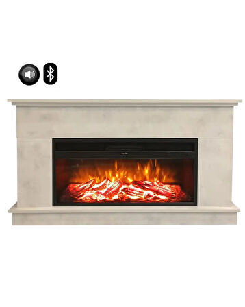 Dlc Large Penida Retro Beton Desen 1800 Watt Bluetooth ve Ses Efektli Dekoratif Elektrikli Şömine