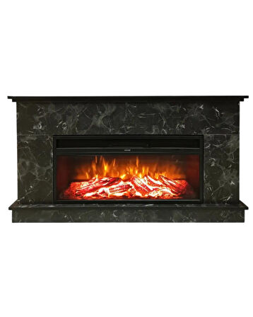 Dlc Large Penida Siyah Mermer Desen 1800 Watt Dekoratif Elektrikli Şömine