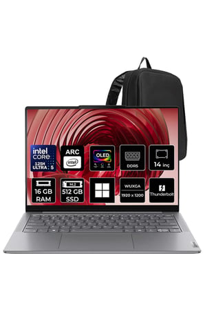 Yoga Slim 7 Core Ultra 5 125H 16GB RAM 512GB SSD 14" FHD+ OLED 400nits Win11 Home 83CV00E4TRP307 Notebook + PER4 Çanta