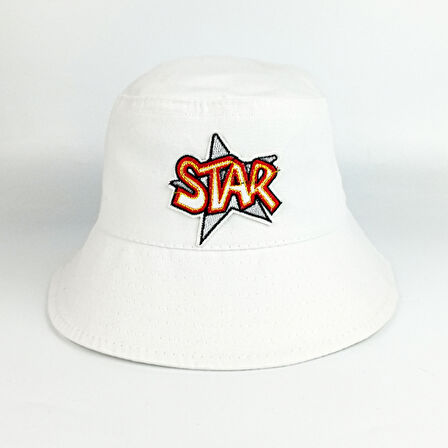 Woodycord Star Beyaz Bucket Şapka Unisex