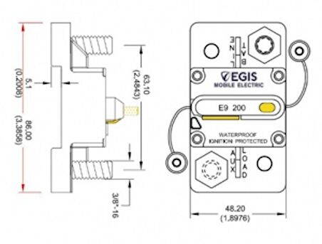 EGIS 4703 Serisi Termal Devre Kesici Sigorta 12V / 24V / 36V / 48V DC uygulamalarda kullanıma uygun IP67