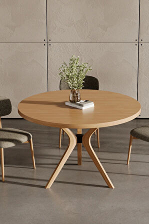 Reyo Rasse Kelebek Ayak Sabit Yemek Masası 90cm Yuvarlak Masa