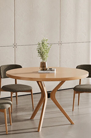 Reyo Rasse Kelebek Ayak Sabit Yemek Masası 90cm Yuvarlak Masa