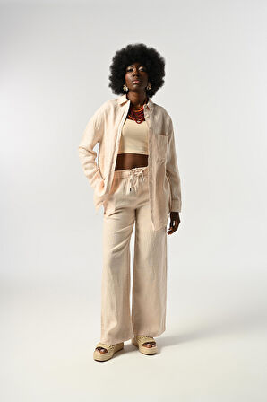 KADIN %100 KETEN TEK CEPLİ GÖMLEK