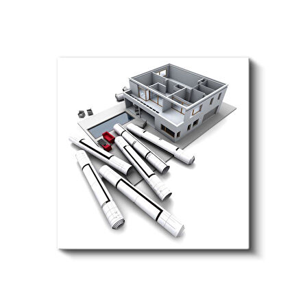 Modern Mimari Tasarım 3D Kat Planı Kanvas Tablo