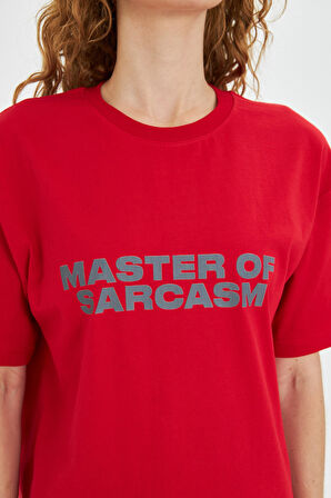  Kadın Master Of Sarcasm Baskılı Kısa Kollu %100 Pamuk Tişört