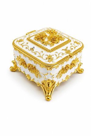 Kare Mücevher Takı Kutusu Yeşil Gold Dekoratif Takı Saklama Kutusu Metal Ayaklı 6x8x8 cm