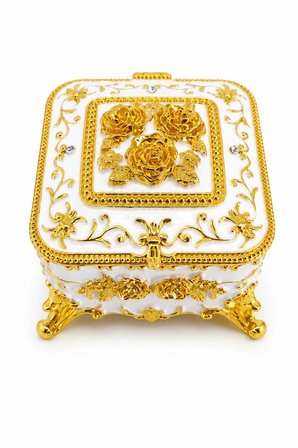 Kare Mücevher Takı Kutusu Yeşil Gold Dekoratif Takı Saklama Kutusu Metal Ayaklı 6x8x8 cm