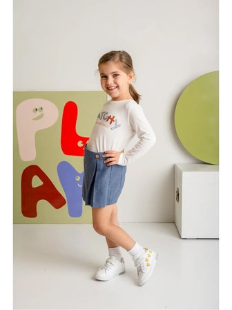 CNS11 KIZ ÇOCUK İNCE KAŞE ŞORT ETEK GRİ