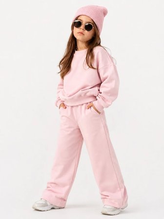 CNS07 KIZ ÇOCUK BOLPAÇA LASTİKLİ PANTOLON PEMBE