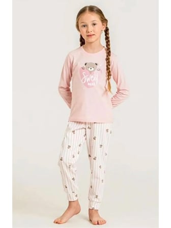 RP3911  KIZ ÇOCUK SWEET PİJAMA TAKIMI PEMBE