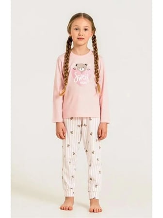 RP3911  KIZ ÇOCUK SWEET PİJAMA TAKIMI PEMBE