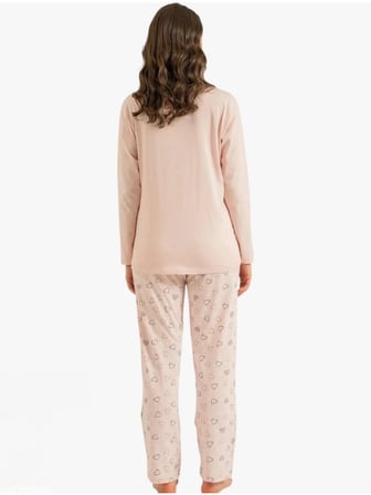 RP3902  KIZ ÇOCUK KEDİLİ PİJAMA TAKIMI PUDRA