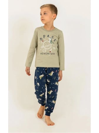 RP3863 ERKEK ÇOCUK SPACE PİJAMA TAKIMI ÇAY YEŞİLİ