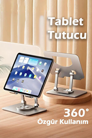 Tablet tutucu, 360 ° Dönebilen Tablet Standı, Metal Tablet Tutucu, Ayarlanabilir Katlanabilir Masaüstü Standı Tutucu , Katlanabilir Metal Tablet Tutucu, Telefon Tutucu Stant, 4.7-12 Inç Ipad Pro/Hava/Min Dizüstü Tablet için Uyumlu, Tablet Tutucu Meta