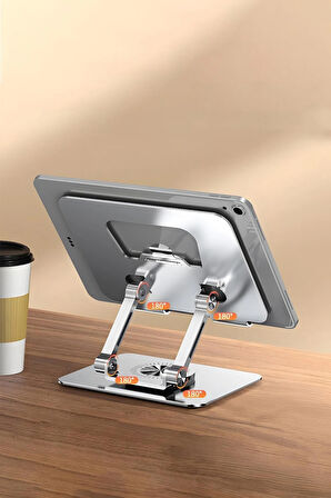 Tablet tutucu, 360 ° Dönebilen Tablet Standı, Metal Tablet Tutucu, Ayarlanabilir Katlanabilir Masaüstü Standı Tutucu , Katlanabilir Metal Tablet Tutucu, Telefon Tutucu Stant, 4.7-12 Inç Ipad Pro/Hava/Min Dizüstü Tablet için Uyumlu, Tablet Tutucu Meta