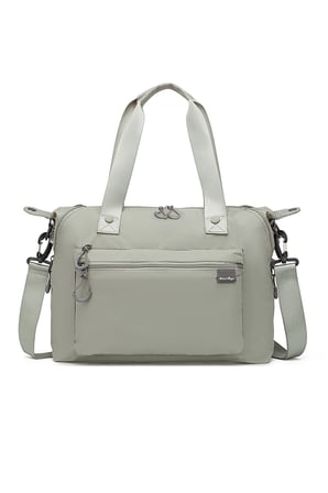 Smart Bags Açık Gri Kadın Omuz ve Spor Çantası Hafif Kumaş Uzun Askılı Çok Cepli