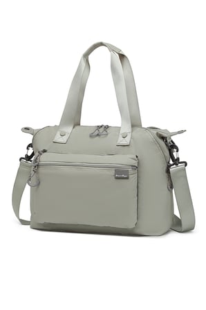 Smart Bags Açık Gri Kadın Omuz ve Spor Çantası Hafif Kumaş Uzun Askılı Çok Cepli