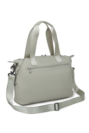 Smart Bags Açık Gri Kadın Omuz ve Spor Çantası Hafif Kumaş Uzun Askılı Çok Cepli