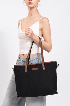 Smart Bags Haki Kadın Omuz Çantası Büyük Boy Kanvas Kumaş Hakiki Deri Detaylı