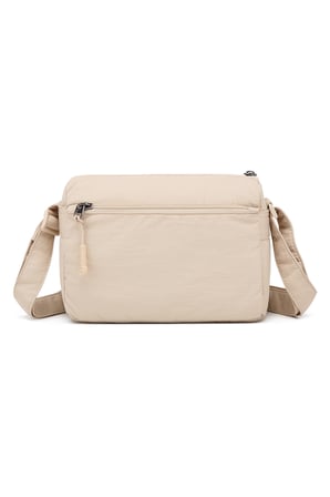 Smart Bags Bej Kadın Omuz Çantası Hafif Kumaş Çok Cepli Çapraz Uzun Askılı